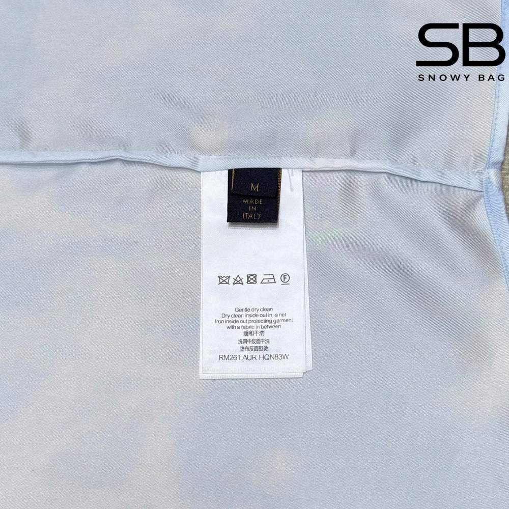 Áo sơ mi LV Printed Short-Sleeved Shirt Arctic Ice Xanh Dương sang trọng