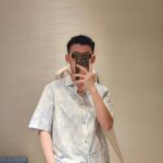 Áo sơ mi LV Printed Short-Sleeved Shirt Arctic Ice Xanh Dương sang trọng