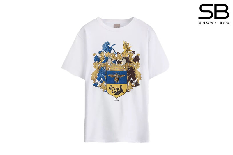 Áo thun Dior Blason Print Relaxed Fit White Cotton Jersey Trắng sang trọng