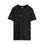 Áo thun Dior Clover Embroidery Relaxed Fit Black Cotton Jersey Đen sang trọng