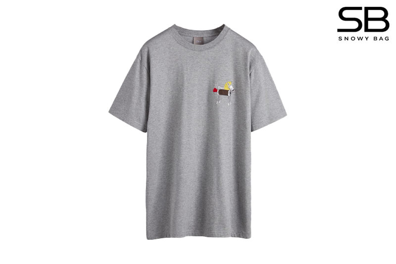 Áo thun Dior Horse Embroidery Relaxed Fit Grey Cotton Jersey Xám chất lượng cao