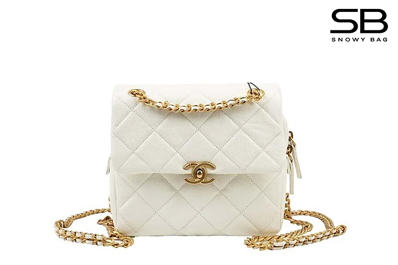 Ba Lô Chanel 22 Melody Backpack White Caviar GHW 20CM sang trọng và đẳng cấp.