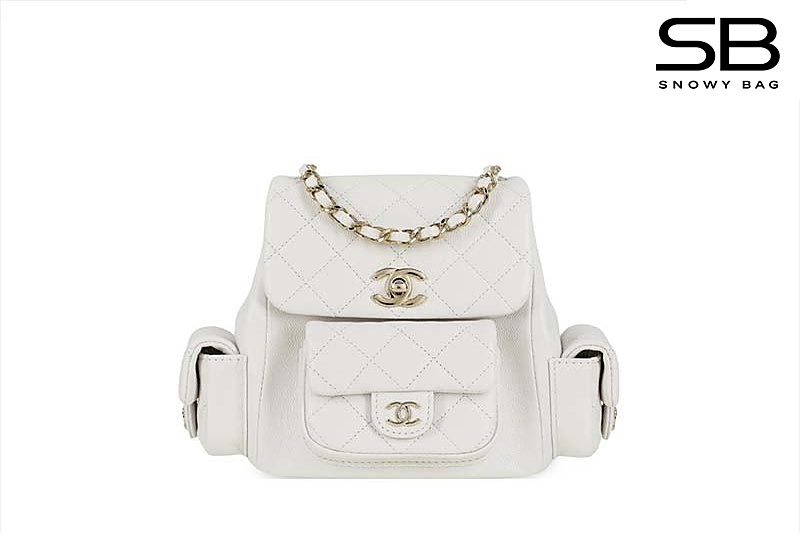 Ba Lô Chanel 23-24FW Duma Backpack White Caviar GHW Màu Trắng sang trọng
