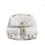 Ba Lô Chanel 23SS Mini Duma Backpack White Caviar GHW màu trắng sang trọng