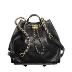 Ba Lô Chanel 25 Medium Backpack Grained Calfskin Gold-Tone Metal Black sang trọng