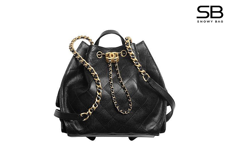 Ba Lô Chanel 25 Medium Backpack Grained Calfskin Gold-Tone Metal Black sang trọng