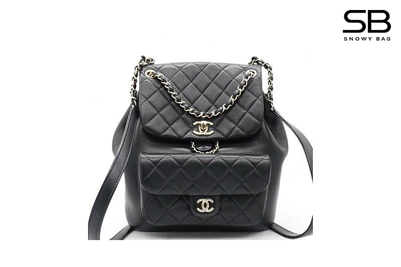 Ba Lô Chanel Duma Backpack Black Lambskin GHW Màu Đen Khóa Vàng Size 24