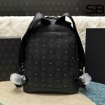 Ba Lô MCM Medium Stark Backpack In Visetos Double Zip Cognac Đen 42CM, thiết kế sang trọng