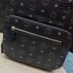 Ba Lô MCM Medium Stark Backpack In Visetos Double Zip Cognac Đen 42CM sang trọng và đẳng cấp
