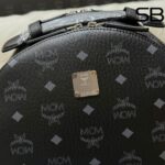 Ba Lô MCM Medium Stark Backpack In Visetos Double Zip Cognac Đen 42CM, thiết kế sang trọng.