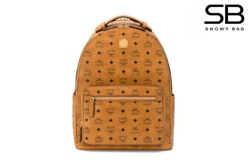 Ba Lô MCM Medium Stark Backpack In Visetos Double Zip Cognac Nâu 42CM sang trọng và thời thượng