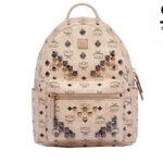 Ba Lô MCM Retro M Studs Stark Backpack in Visetos Kem Size 40 CM