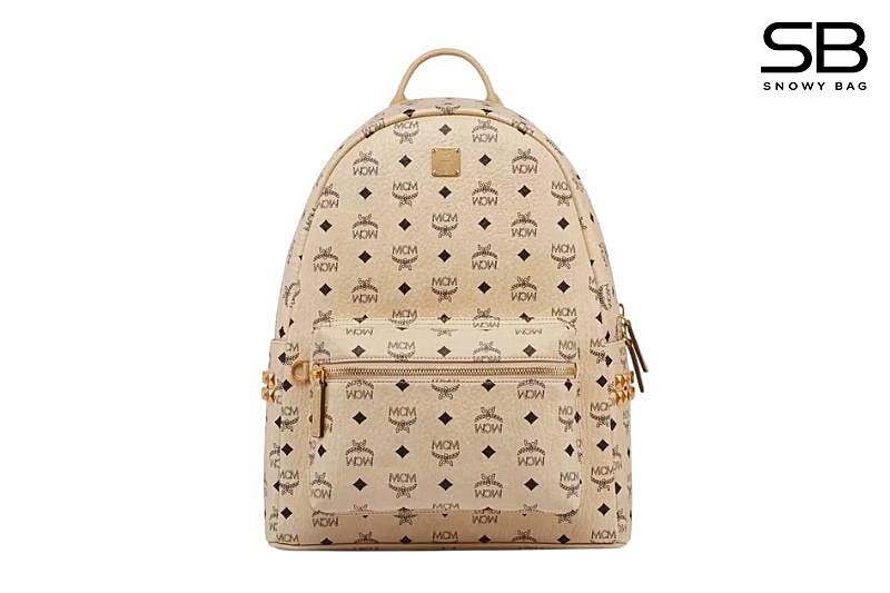 Ba Lô MCM Stark Side Studs Backpack Medium Size 41 Beige Visetos Màu Kem sang trọng