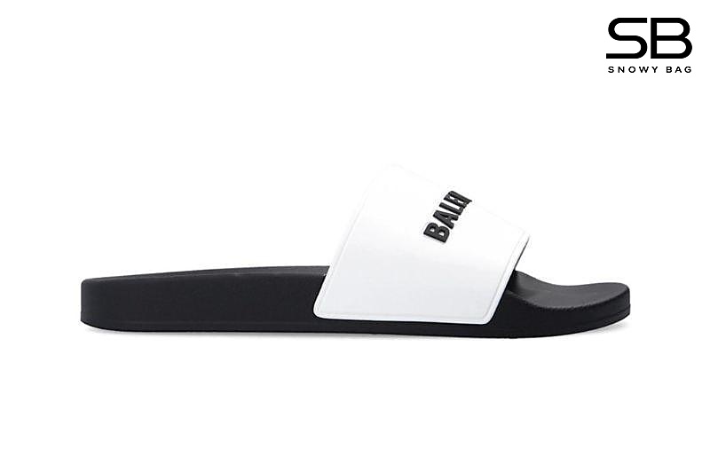 Dép Balenciaga BB Pool Slides Sandal Black White Trắng Đen sang trọng