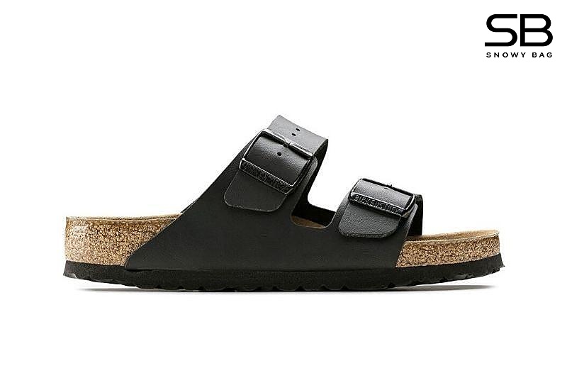 Dép Birkenstock Arizona Soft Footbed Birko-Flor màu đen bóng sang trọng