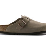 Dép Birkenstock Boston Soft Footbed Suede Dark Grey Xám Xi Măng