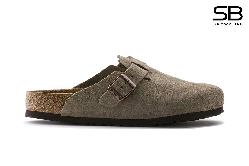 Dép Birkenstock Boston Soft Footbed Suede Dark Grey Xám Xi Măng