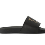 Dép Burberry Check EKD Motif Slides in Black