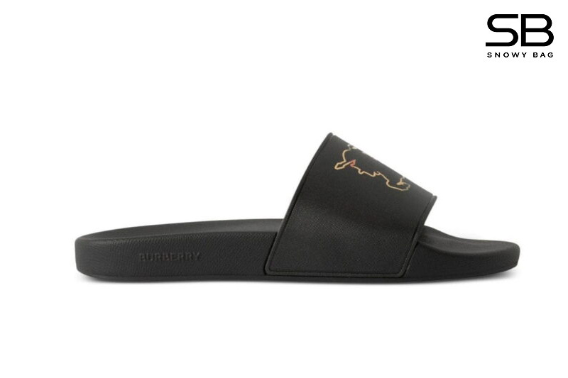 Dép Burberry Check EKD Motif Slides in Black