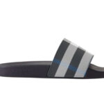 Dép Burberry Check Print Slides White/Dark Blue