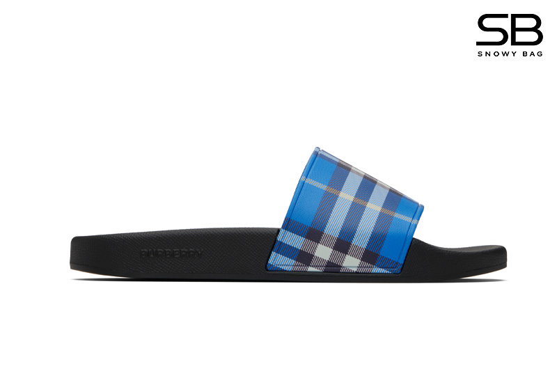 Dép Burberry Check Slides Hyacinth Xanh Dương