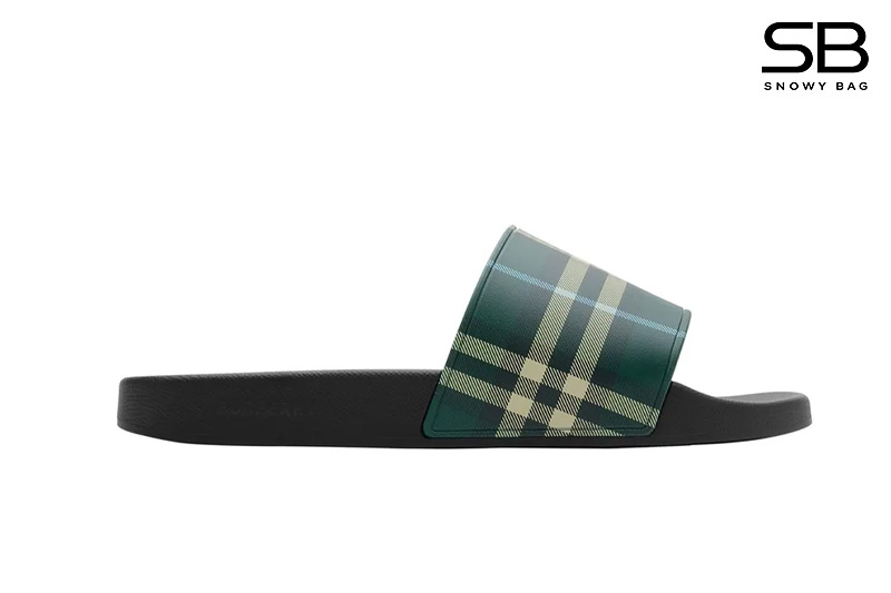 Dép Burberry Check Slides Leaf Màu Xanh