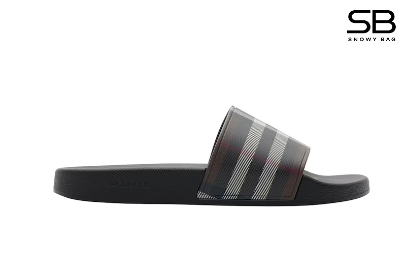 Dép Burberry Check Slides Mahogany Brown Nâu Đen