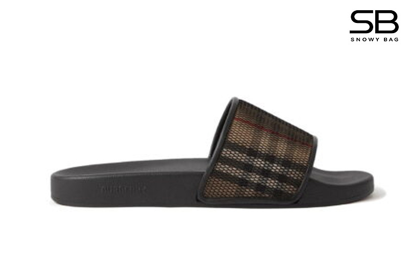 Dép Burberry Nam Check Cotton And Mesh Slides