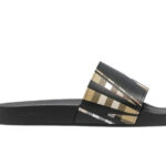 Dép Burberry Sliced Check Print Slides in Black