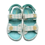 Dép Chanel Dad Sandal Blue Tweed Màu Xanh