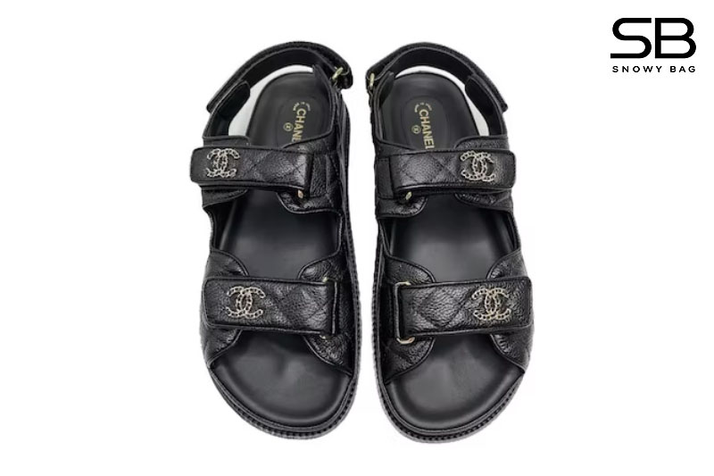 Dép Chanel Dad Sandal Màu Đen Caviar 2022