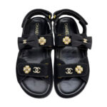 Dép CN Dad Sandal Pearl Ribbon Black Suede Màu Đen sang trọng và thời thượng