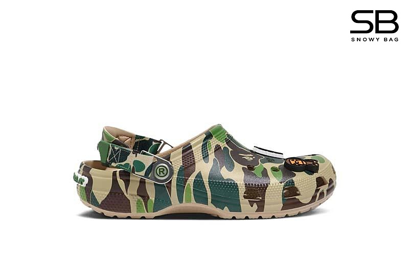 Dép Crocs Classic Clog x A Bathing Ape ABC Camo Green Màu Xanh Lá đẹp mắt