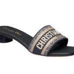 Dép Dior Dway Embroidery Black Beige màu đen be sang trọng