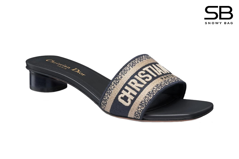 Dép Dior Dway Embroidery Black Beige màu đen be sang trọng
