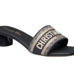 Dép Dior Dway Heeled Slide Embroidery Black Beige Màu Đen Be sang trọng
