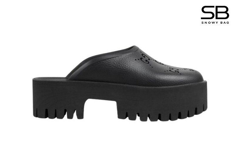 Dép Gucci GG Perforated Rubber Clogs Black Màu Đen