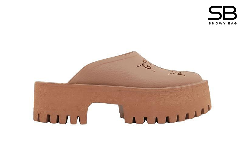 Dép Gucci GG Perforated Rubber Clogs Brown màu nâu sang trọng