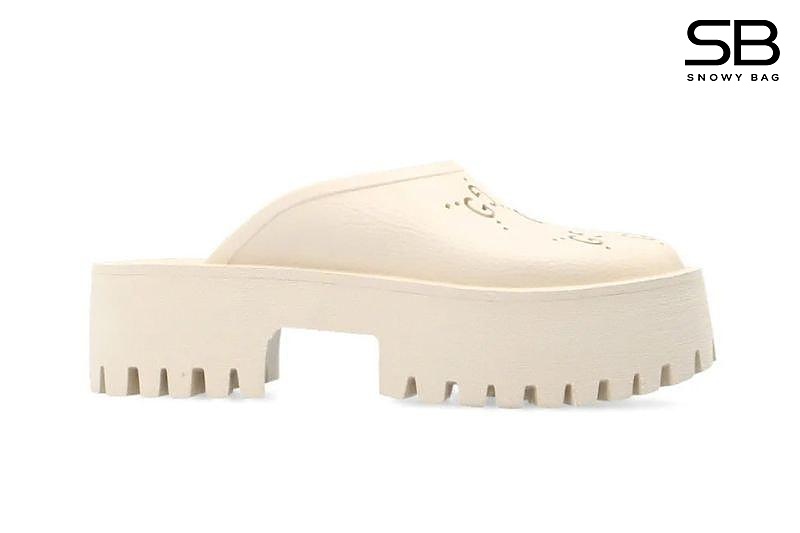 Dép Gucci GG Perforated Rubber Clogs Màu Kem kiểu dáng sang trọng