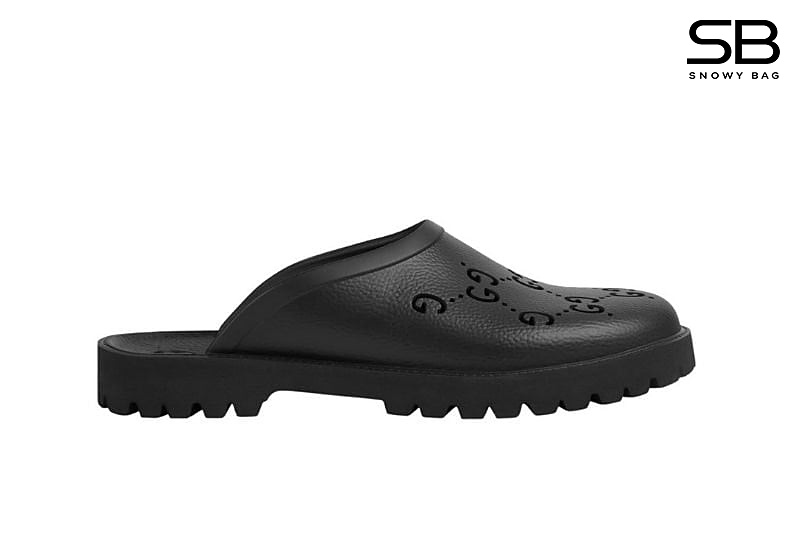 Dép Gucci GG Rubber Slip On Sandal Black màu đen sang trọng