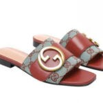 Dép Gucci GG Slide Sandal Brown Blue Màu Nâu Xanh