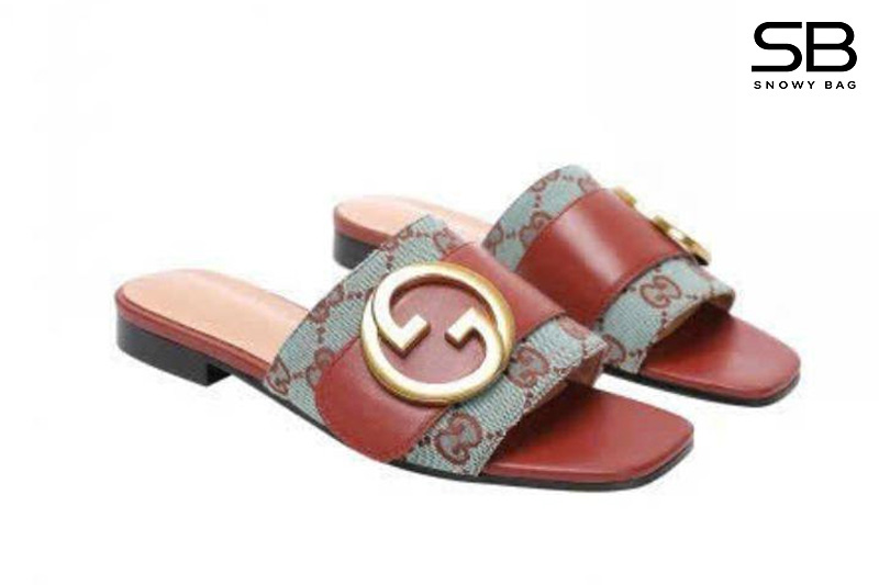 Dép Gucci GG Slide Sandal Brown Blue Màu Nâu Xanh