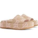 Dép Gucci Maxi GG Platform Slide Beige Màu Be sang trọng và thời thượng