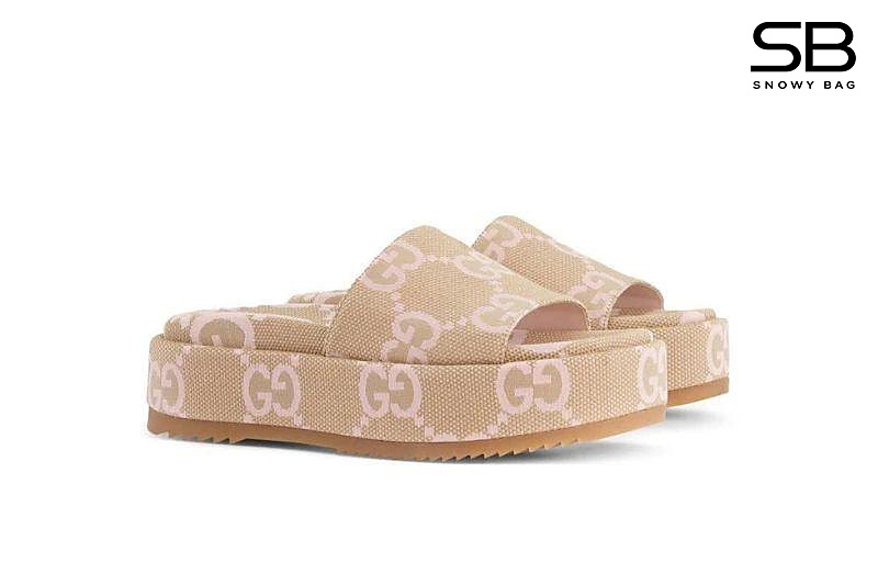 Dép Gucci Maxi GG Platform Slide Beige Màu Be sang trọng và thời thượng