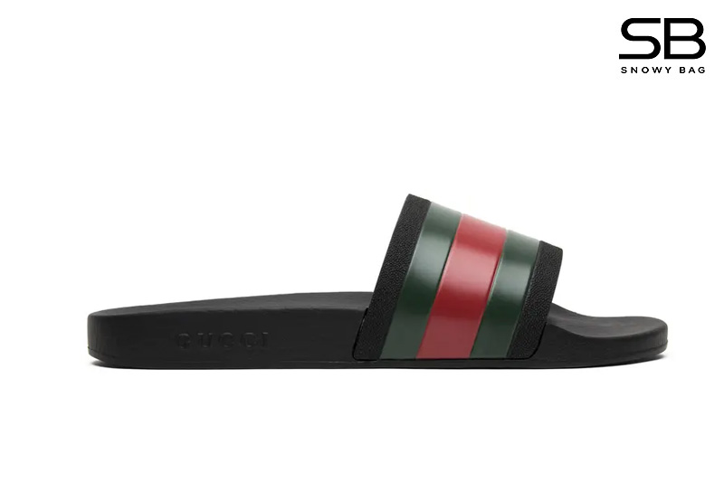 Dép Gucci Pursuit Web Slides Black Đen