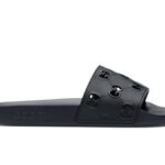 Dép Gucci Rubber GG Slide Đen