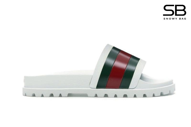 Dép Gucci Web Slide Sandal White Màu Trắng