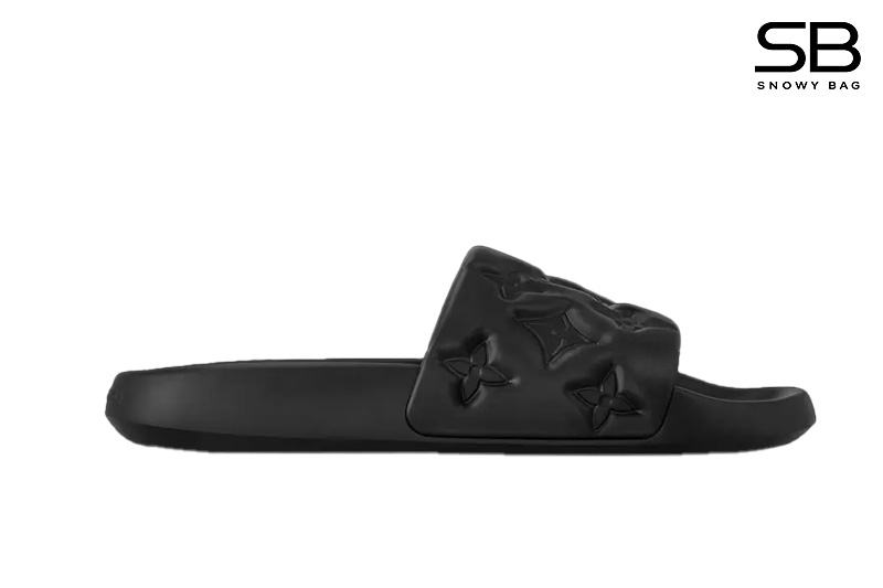 Dép LV Waterfront Mule Black Maxi Monogram Đen