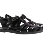 Dép Rọ Gucci Rubber Buckle Strap Sandal Đen Full sang trọng