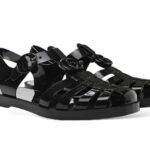 Dép Rọ Gucci Rubber Buckle Strap Sandal Xanh Navy